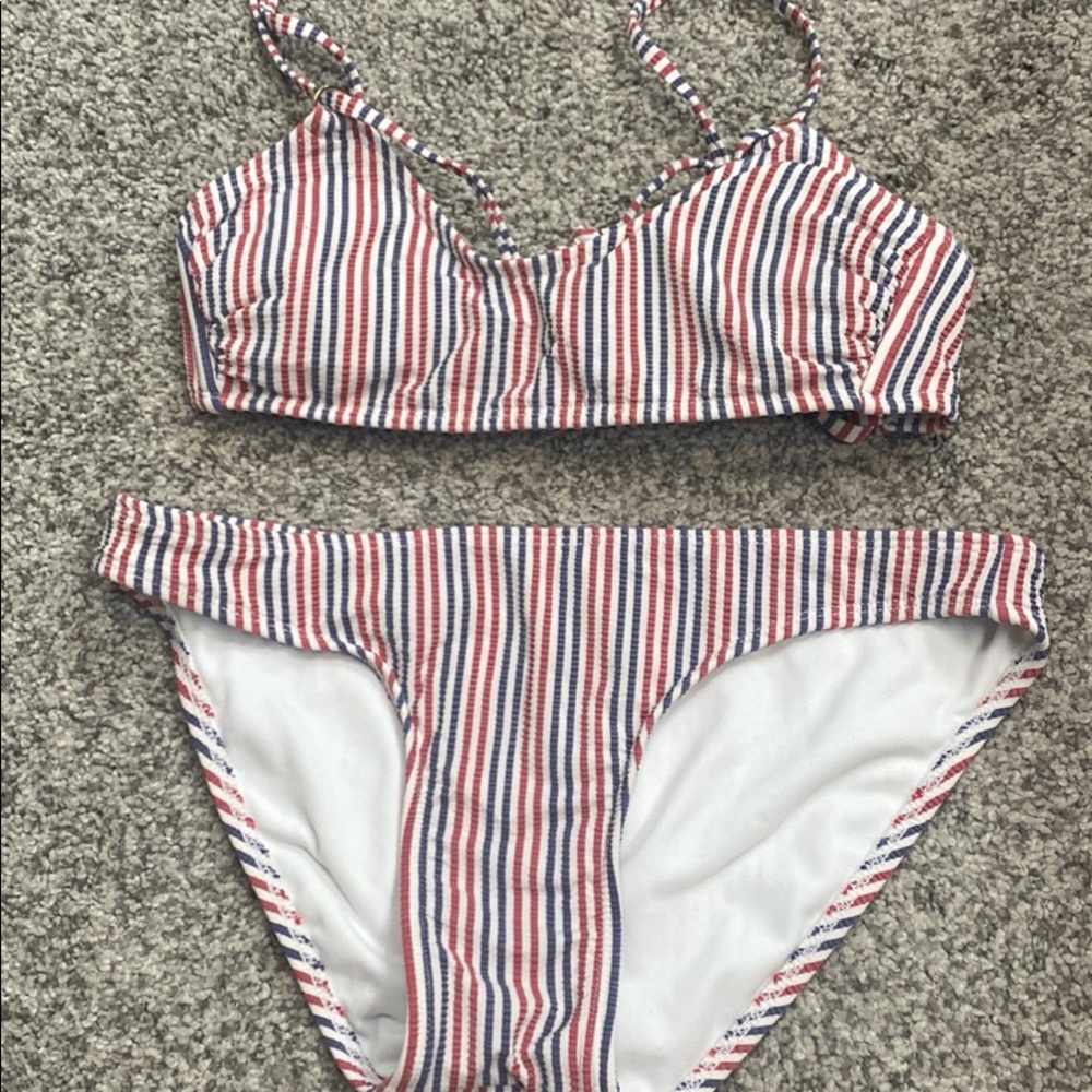 Red white and blue striped bikini